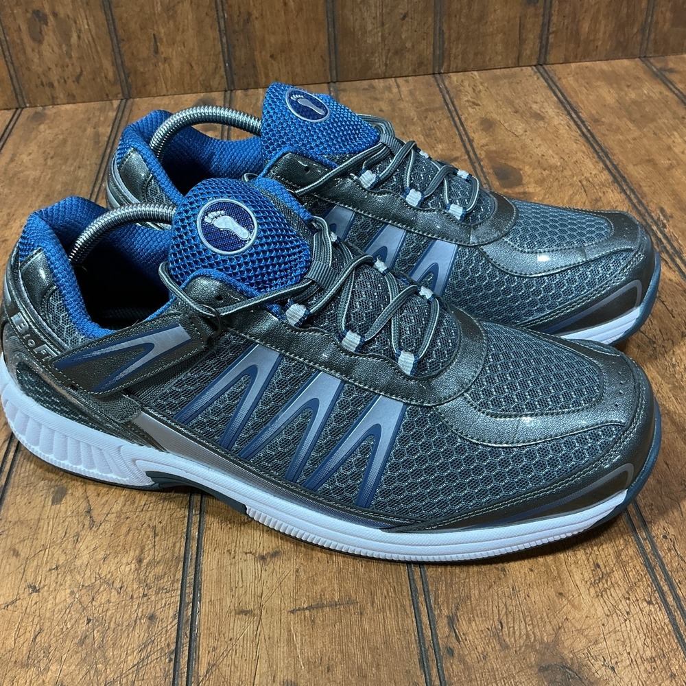 OrthoFeet BioFit 672 Mens Gray Blue Walking Shoes Sneakers Size 12 Wide 4E